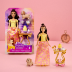 Belle Doll with Shiny Clothing, Tea Cart, Friends and Food Pieces, Teatime Cart Playset